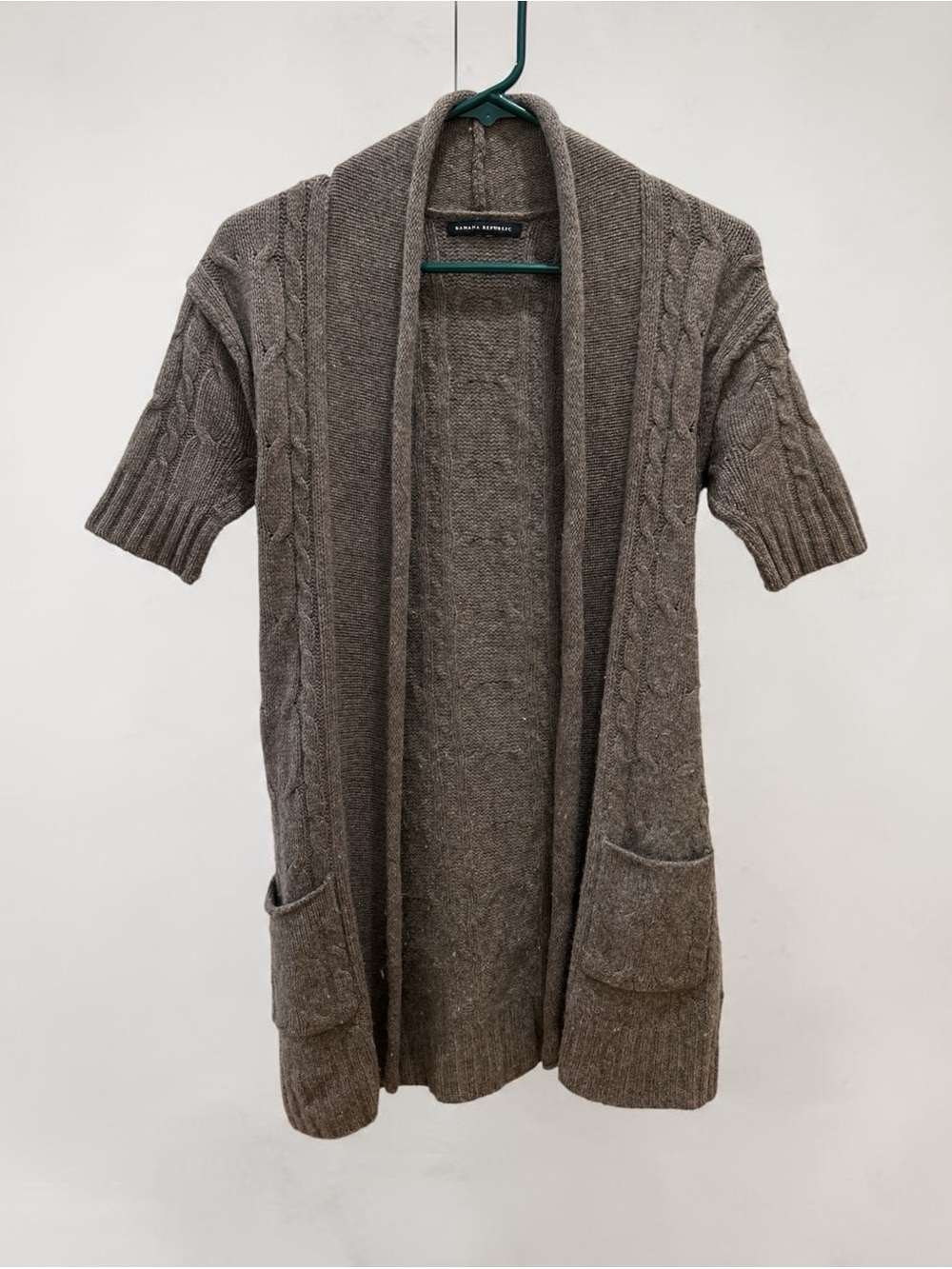 Banana Republic Short-Sleeve Cashmere Blend Cardigan - Taupe